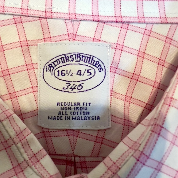 Brooks Brothers Men’s Pink and White Casual Button Down Shirt Size 16.5 - Picture 4 of 5